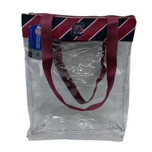 USCS Gamecocks Collegiate Game-day‎ Clear Stadium Bag Garnet/Black Trim NWT
